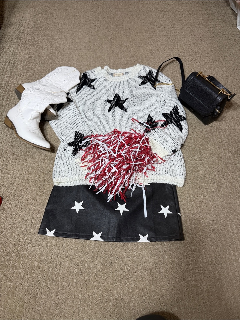 Altar'd State Black and White Star A-Line Skirt